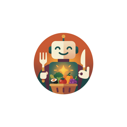 foodilike robot mascot holding a basket of food